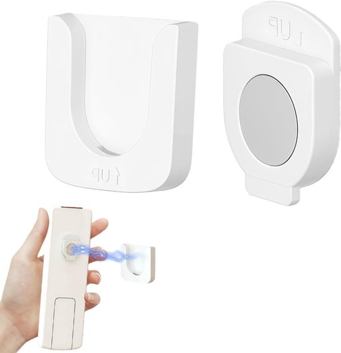 Magnetische afstandsbediening houder - Wandmontage zonder boren voor stopcontacten - Set van 2, wit, ideaal voor tv en audio accessoires