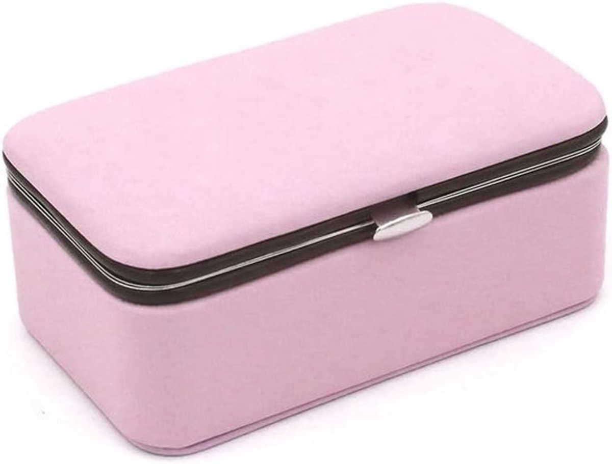Elegante Roze Sieradenbox van Kunstleer - Opbergdoos voor Ringen, Oorbellen, Kettingen en Armbanden - Perfecte Organizer voor Sieraden