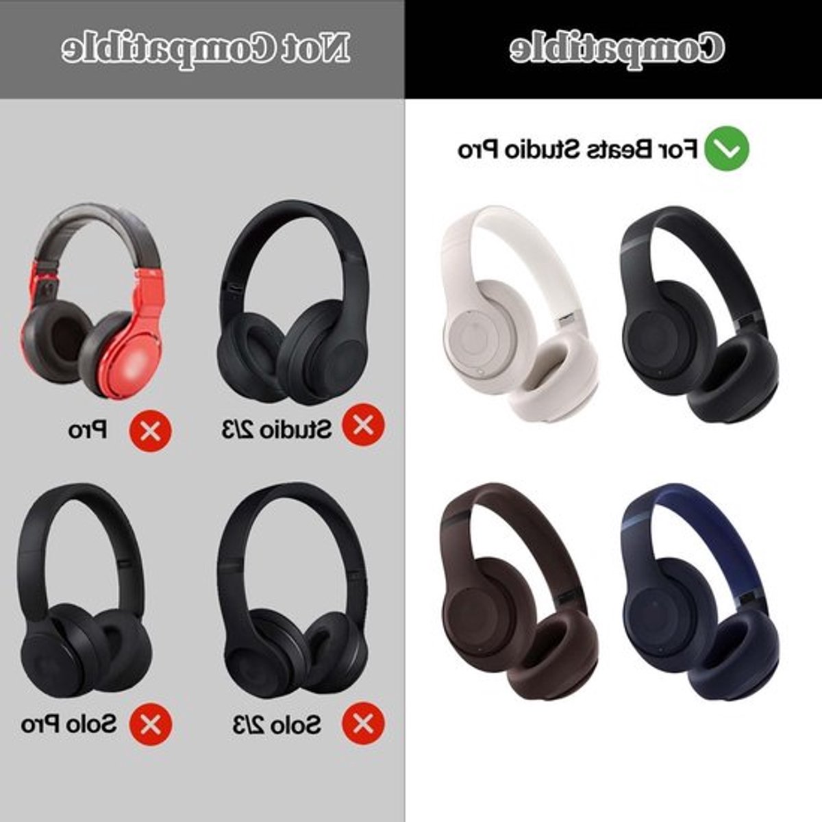 Vervangende Oorkussens voor Draadloze On-Ear Hoofdtelefoons, Zacht Echte Leer, Geluidsisolerend Geheugenfoam (Zwart)