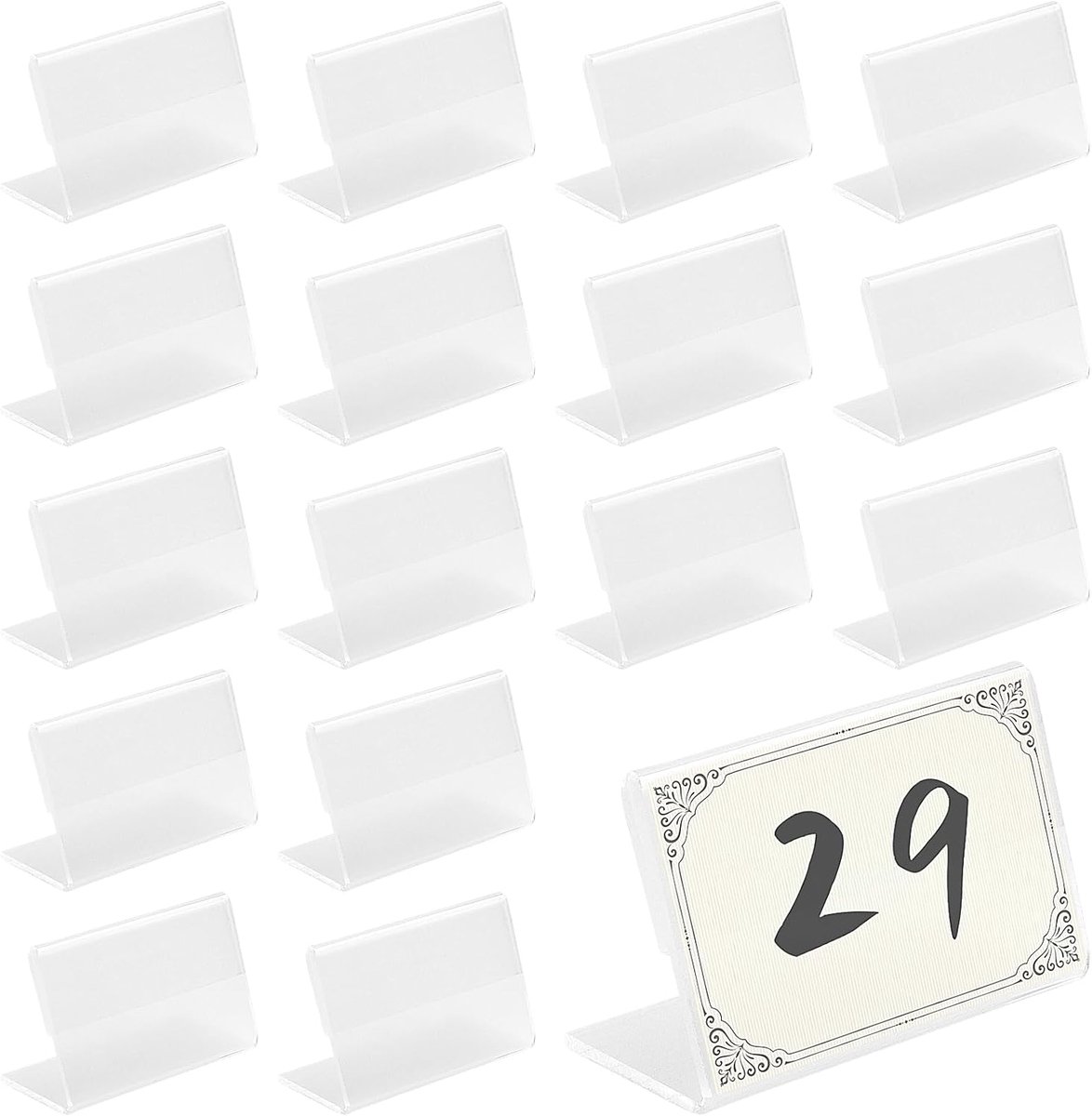 SnelShoppen - 90pcs 6x4cm Mini Acryl Prijshouders, Transparante Acryl Labelhouders voor Bedrijfsnaam Kaart, L-vormige Prijsetikettenhouder voor Superm
