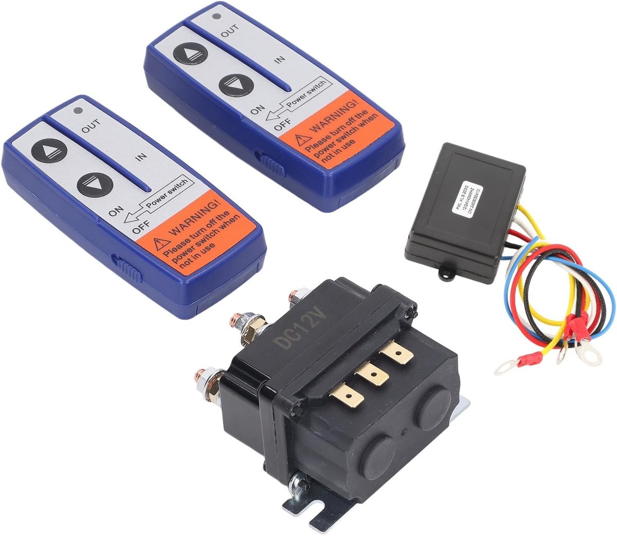SnelShoppen - 12V 250A Industriële Takel Relay Afstandsbediening Schakelaar voor ATV UTV 2000 tot 5000lbs Takel met 6 Beschermhoezen