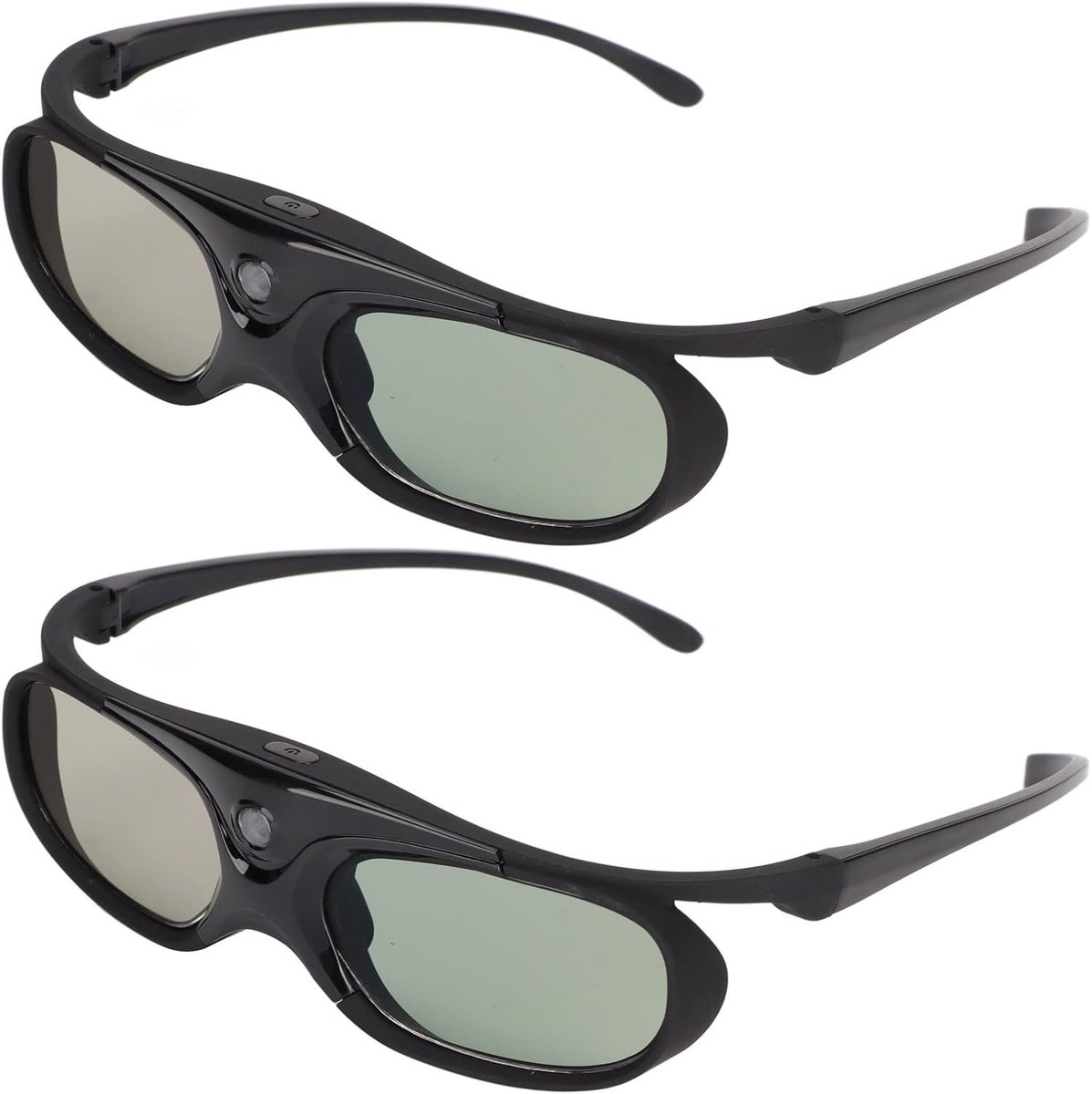 SnelShoppen - 2 Stuks 3D Brillen, 144Hz Actieve Sluiter Brillen DLP Link LCD Lens 3D Brillen voor DLP Projectoren, Hoge Resolutie, Geen Ghosting, Perf