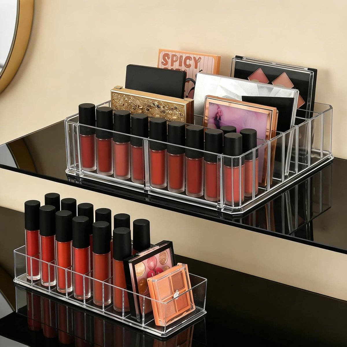 SnelShoppen - Cosmetic Organizer met 8 Compartimenten, Acryl Lipstick en Nagellak Opbergbak, Transparante Make-up Display voor Kapsalon en Persoonlijk