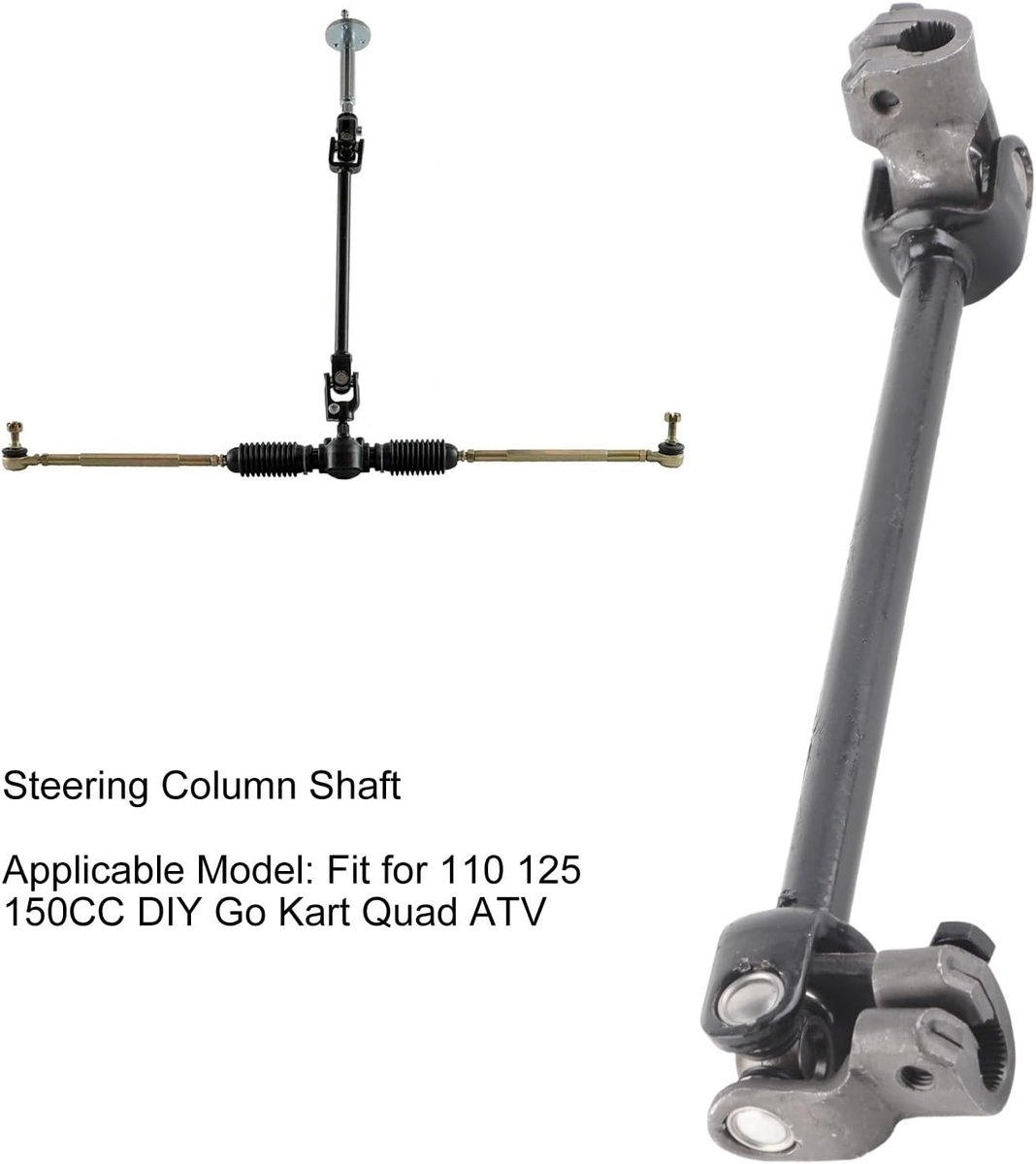 SnelShoppen - Stuurkolom As 30T 375mm Go Kart Stuurknokkel Schacht Stalen Legering voor 110 125 150CC DIY Go Kart Quad ATV