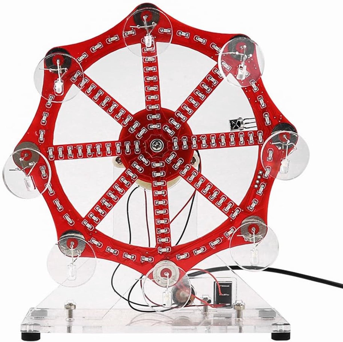 SnelShoppen - DIY Ferris Wheel Model met Kleurrijke LED Verlichting - Rotating LED Ferris Wheel Elektronica en Loodjes Leermodule voor Kinderen en Vol