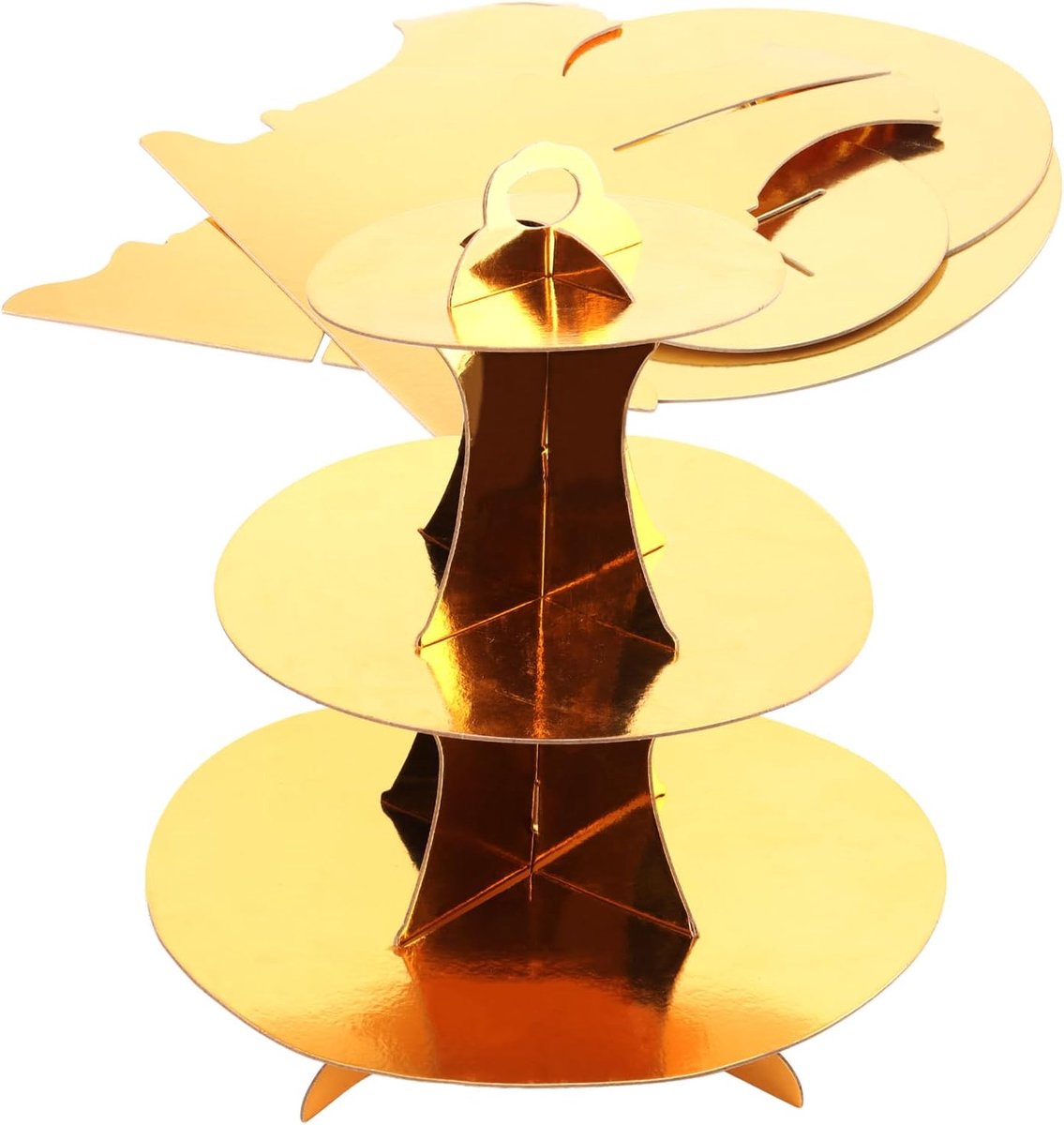 SnelShoppen - 6 Packs Gouden Kartonnen Cupcake standaarden, Ronde 3-Laags Cupcake Houder, Dessert Toren, Cupcake Display Toren voor Verjaardagen, Fees