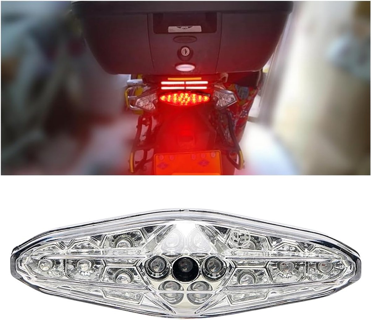SnelShoppen - LED Motorfiets Achterlicht, Motorfiets Remlicht, Stoplicht, Nummerplaat Achterlicht, Duurzaam ABS, Waterdicht, Helder, Geschikt voor All