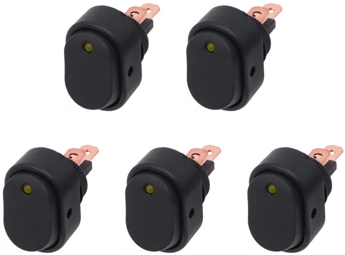 SnelShoppen - 5PCS Waterdichte LED Verlichte Rocker Schakelaar 12V ON/OFF Toggle Knoppen 3 Pins voor Auto Boot Vrachtwagen - Geel