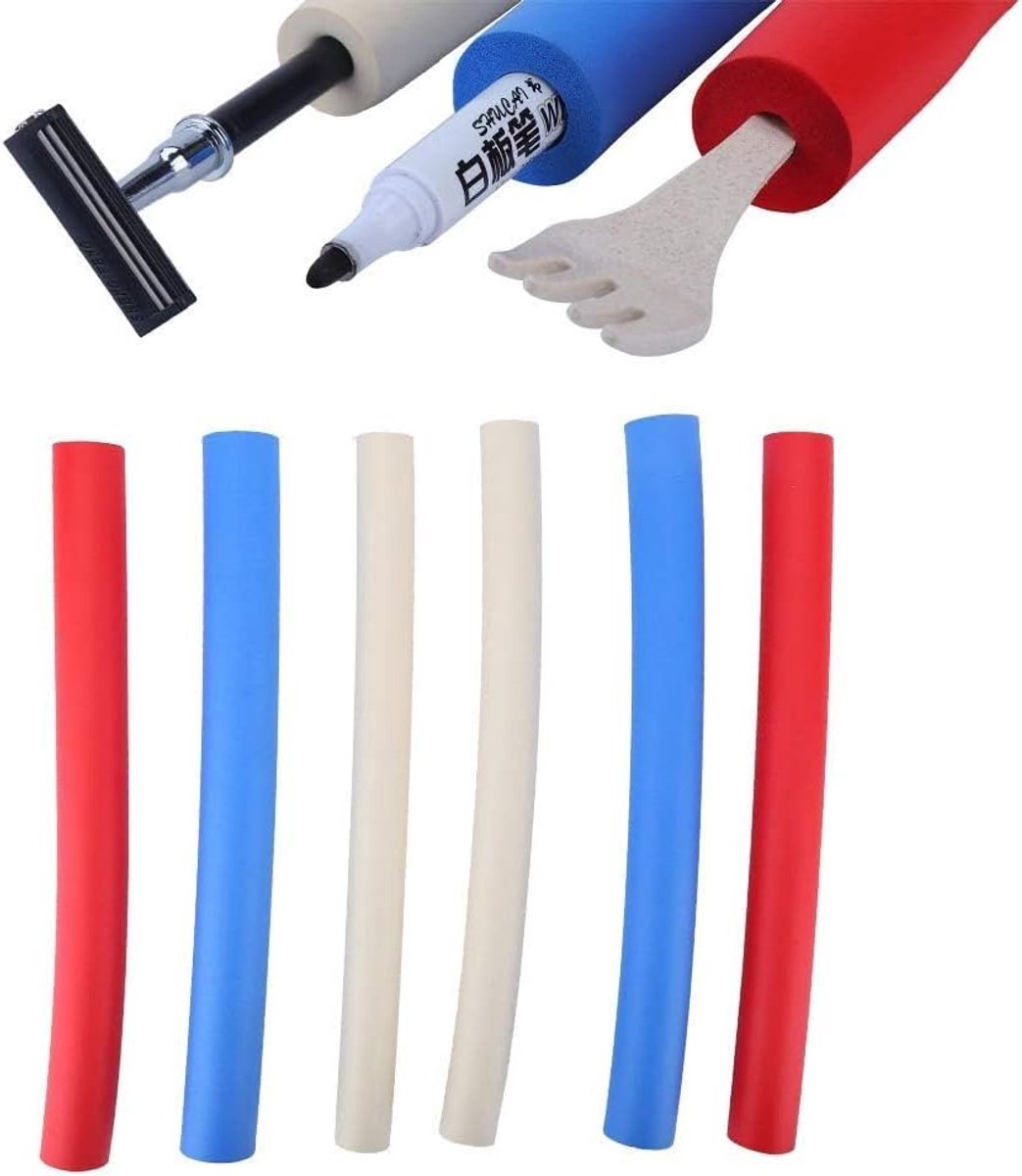 SnelShoppen - Foam Slangen, Set van 6 Grip Verstevigers, Foam Handgrepen voor Balpennen, Potloden, Scheerapparaten, Geschikt voor Gehandicapten en Oud