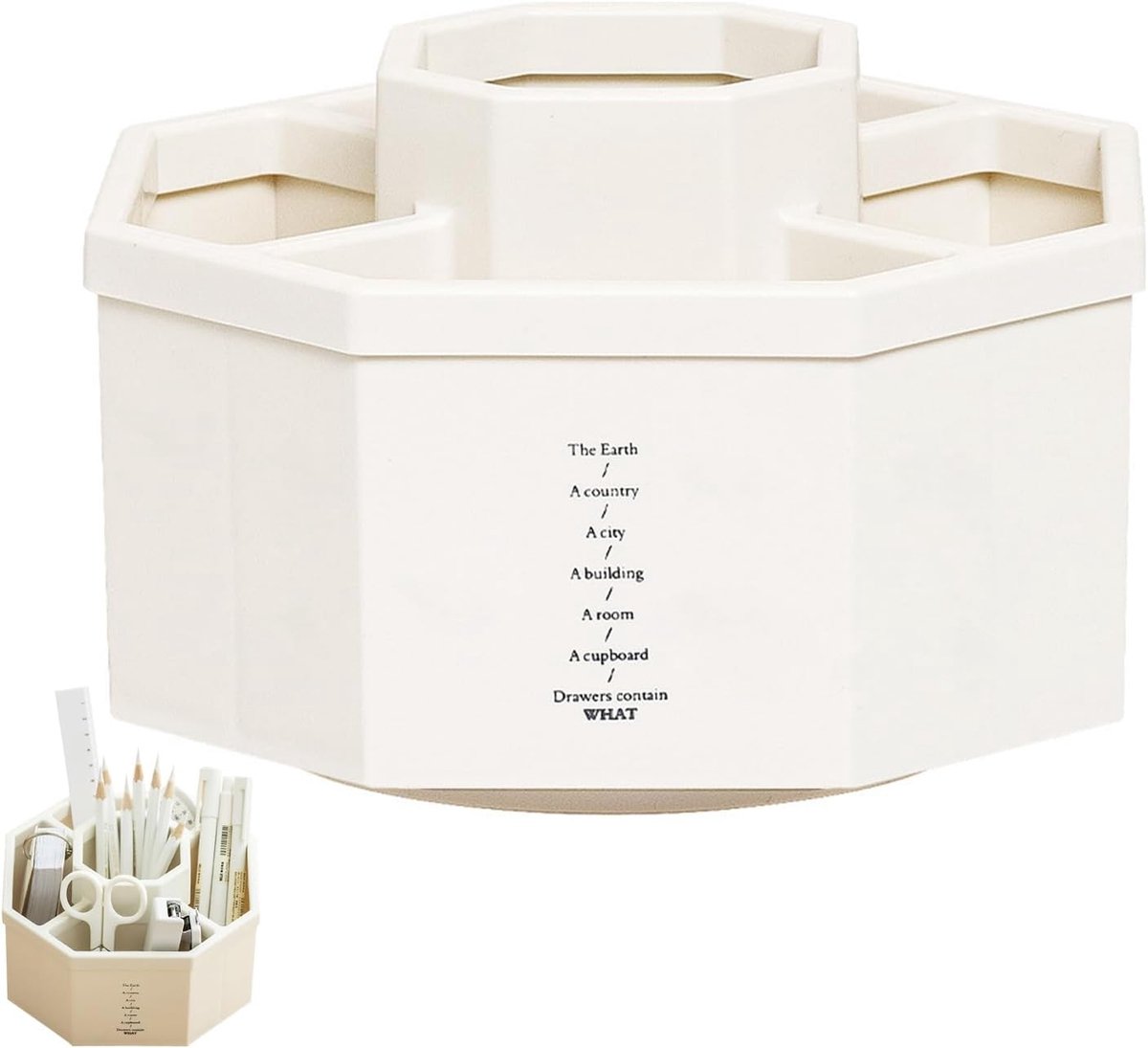 Desk Organiser, Rotatable, 360° Rotating Desk Organiser, Pen Holder, Creative Office, Pen Case, 5 Sorting Compartments - ShopVlot