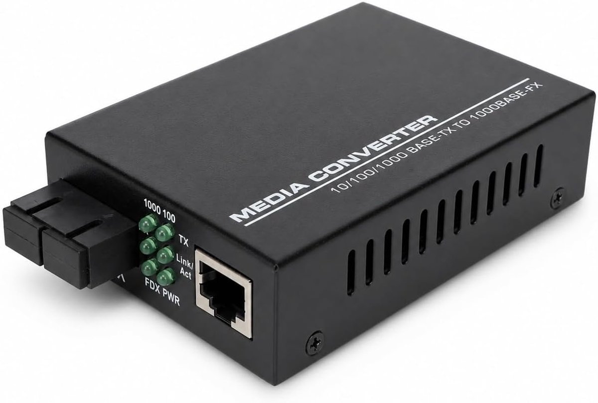 SnelShoppen - Gigabit Ethernet Fiber Converter 850nm 1000Mbps Multimode RJ45 Fiber Media Converter met LED Indicator voor Snel en Betrouwbaar Netwerk