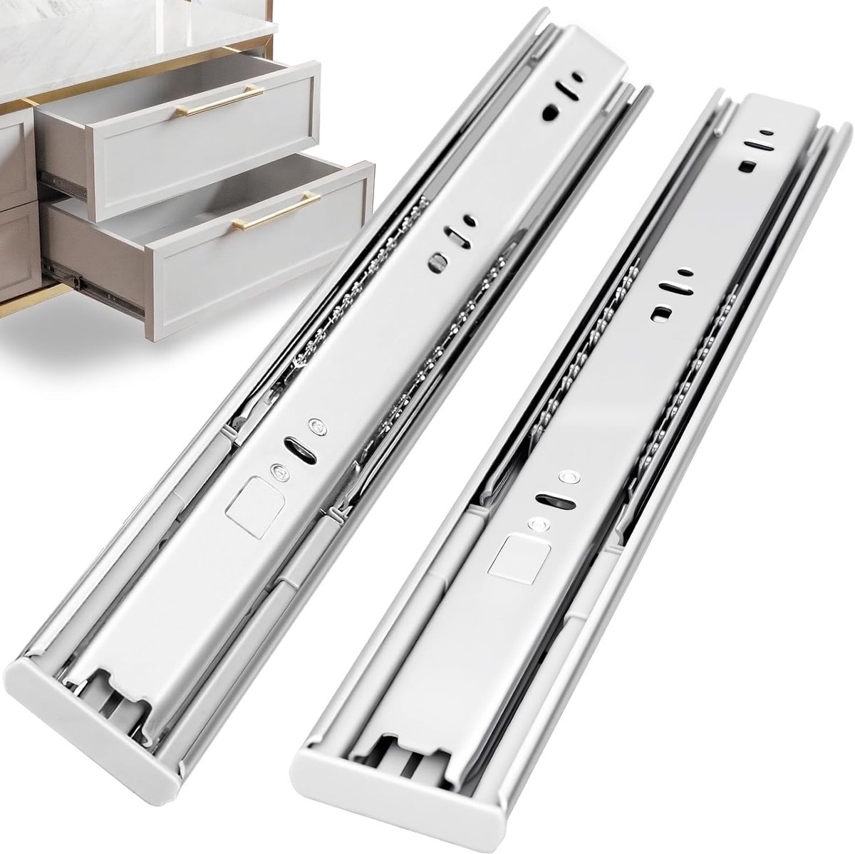 SnelShoppen - 6 Paar Soft-Close Ladelopers, 300 mm, Zware Kwaliteit 45 kg, Volledig Uittrekbaar, Kogelgelagerd, Zelf Sluitende Gidsen voor Keuken- en