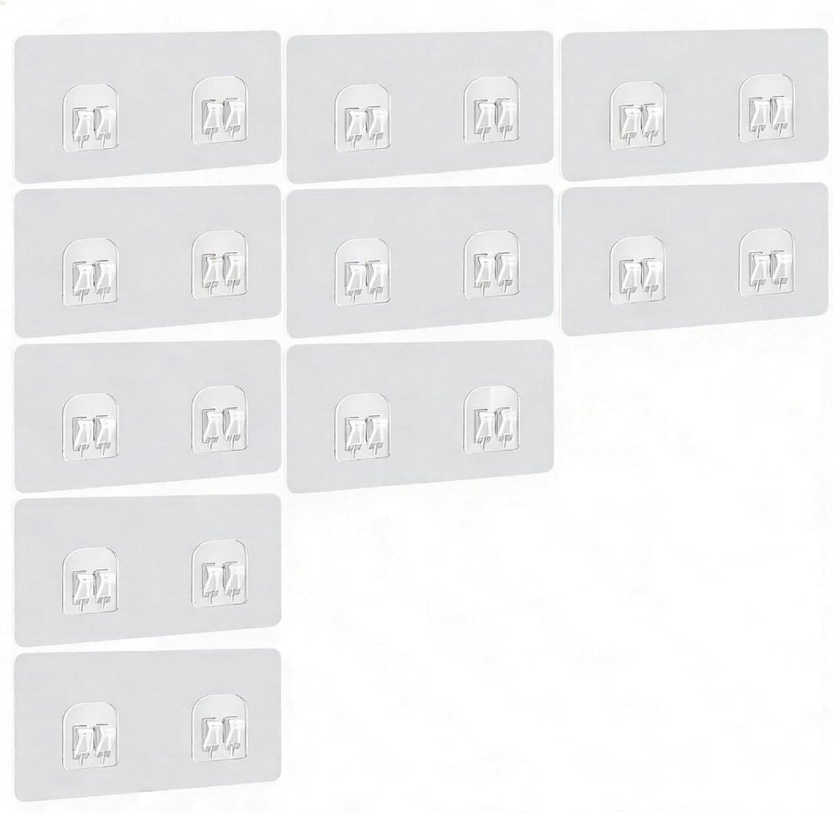 Zelfklevende douchehaken - set van 10 stuks - dubbele haak voor badkamer en keuken - eenvoudig op te hangen zonder boren - maximaal 5 kg draagvermogen - ideaal voor opslag en organisatie