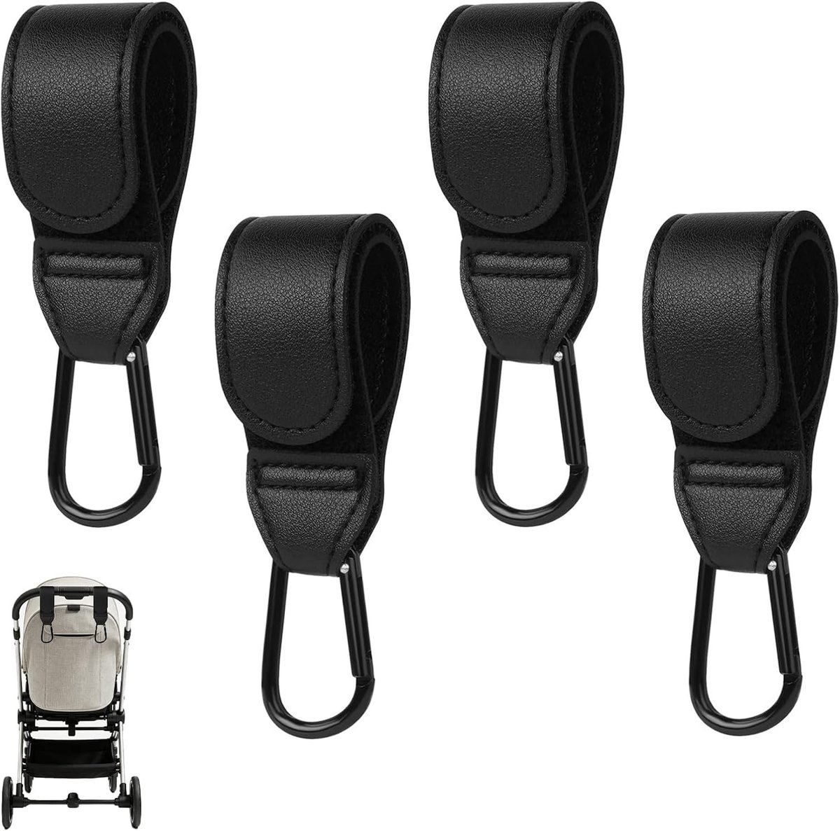 Baby kinderwagen haken 4 stuks - universele buggy clips - zwaar aluminium - voor luiertas en boodschappen - SnelShoppen
