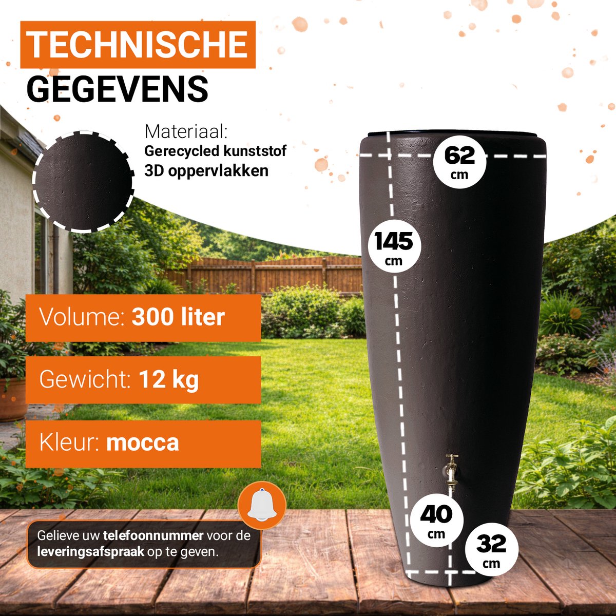 Garantia 2 in 1 Classic Line Regenton Mokka - 300 liter