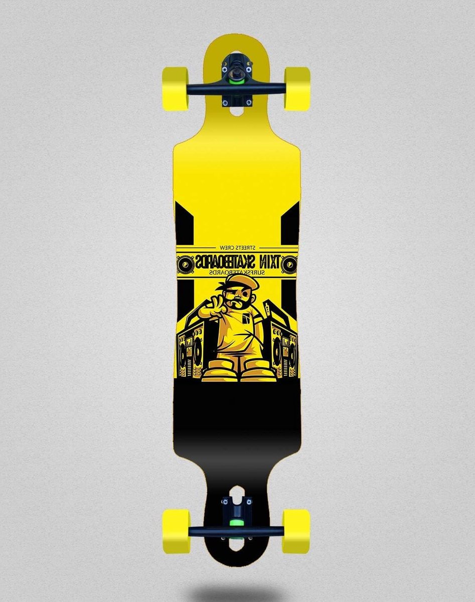Longboard Compleet Skateboard Drop Deck Cruisen en Transport Drop Through Mount 40×9 inch Boom Box