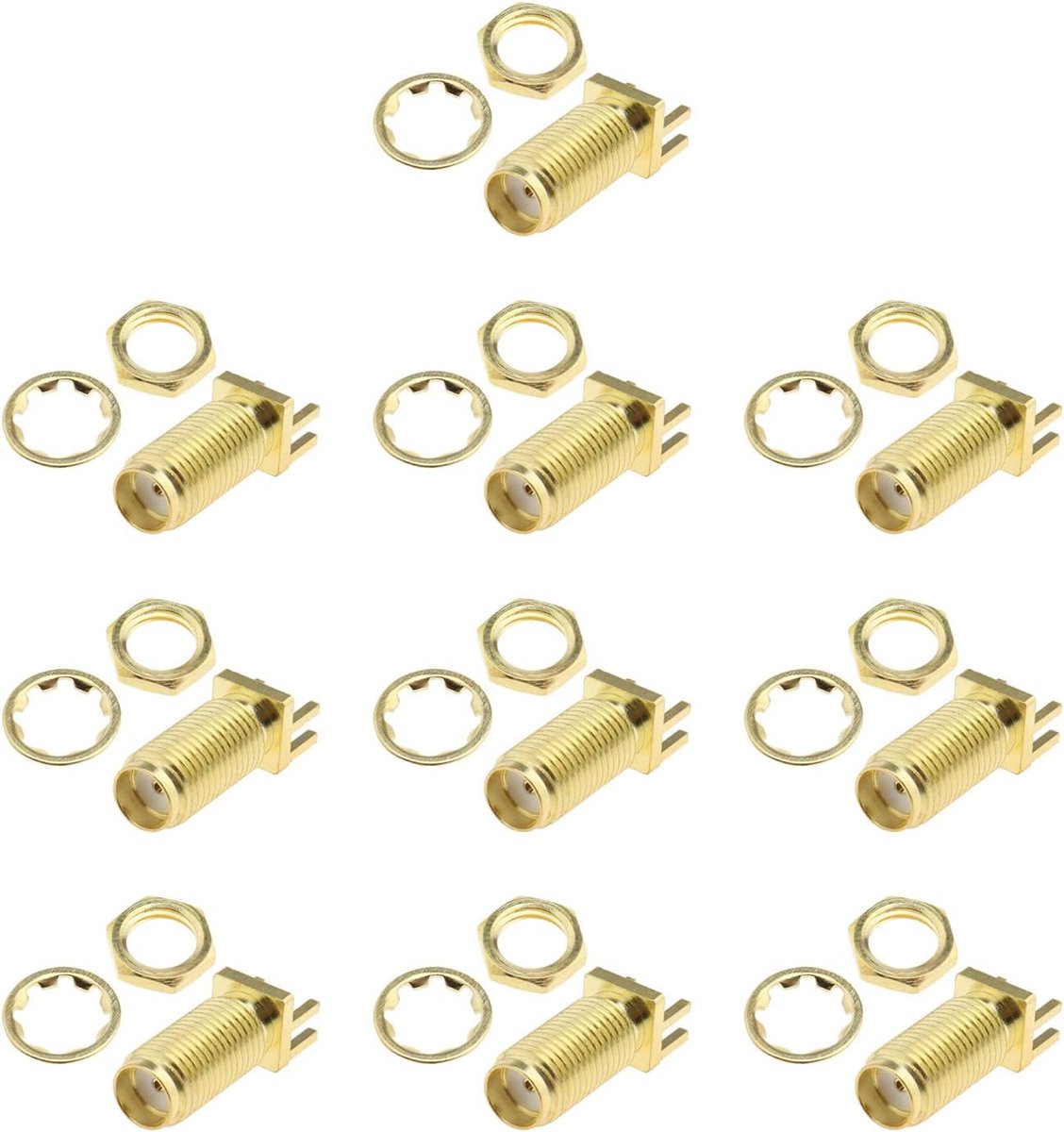 SnelShoppen - 10 Stuks RP SMA Connector Wifi Antenne Adapter DIY PCB Mount RP-SMA Rechte Solderconnector voor Wifi Camera Draadloze Module Wlan Antenn