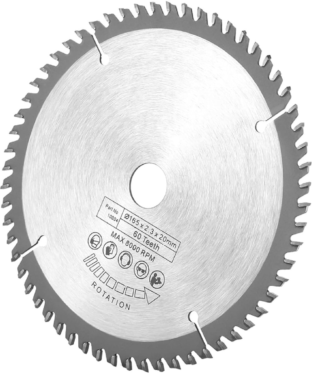 SnelShoppen - 165mm Zilver TCT Cirkelzaagblad voor Houtbewerking met 60 Tanden en 1 Stuk Verminderingsring voor Precisie Zaagwerk