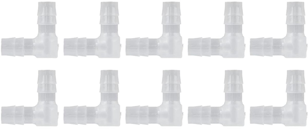 SnelShoppen - Elbow Slangconnector 90 Graden, Kunststof Hoekslangverbinder, L-vormige Aansluiting met Gelijke Diameter, Ribbel Fittingen 8mm voor Tuin