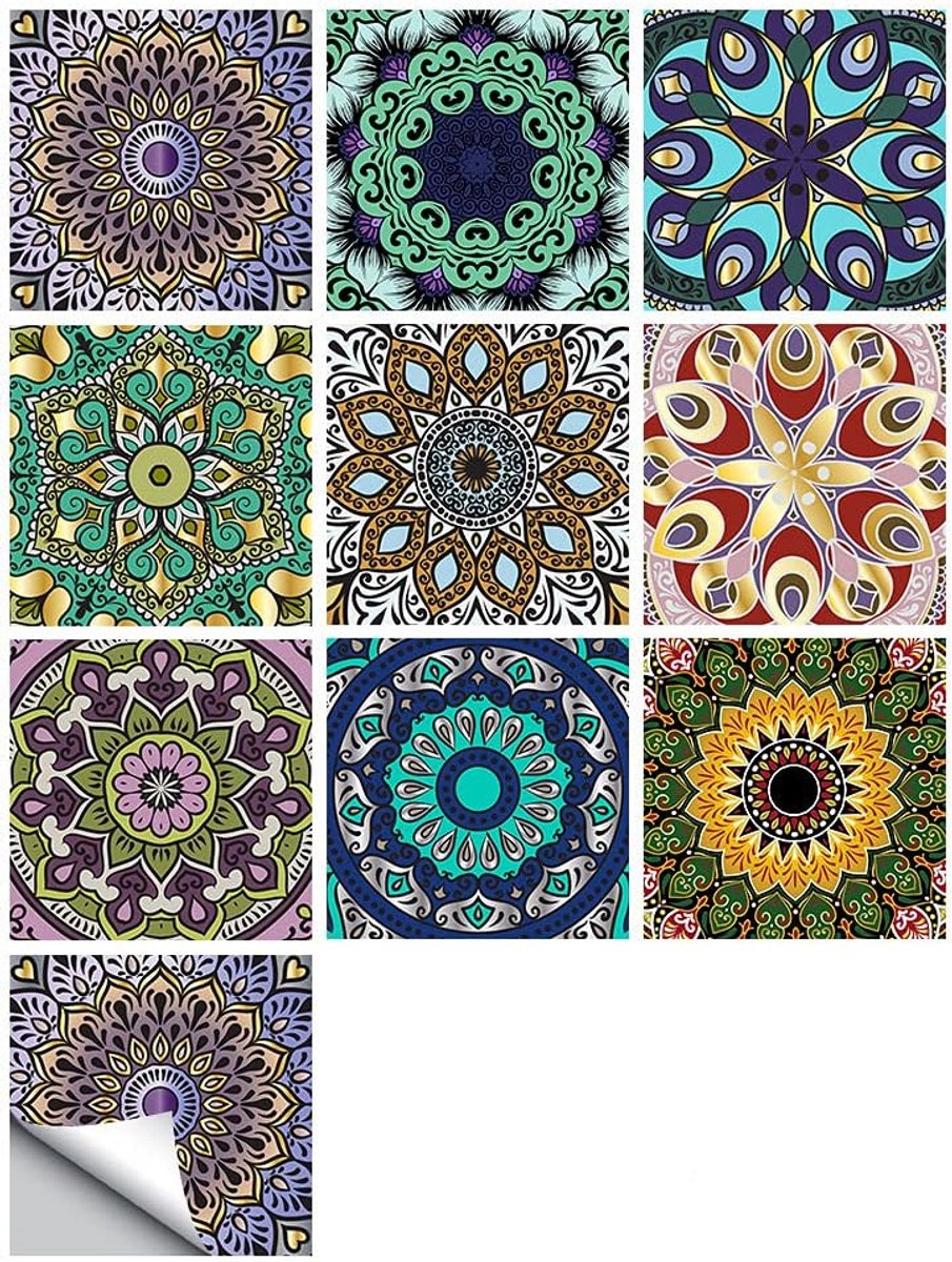 SnelShoppen - 20 Stuks Marokkaanse Tegelstickers 4x4 Inch (10x10cm) Zelfklevende Waterdichte Muurdecoraties voor Keuken en Badkamer, Verwijderbaar en