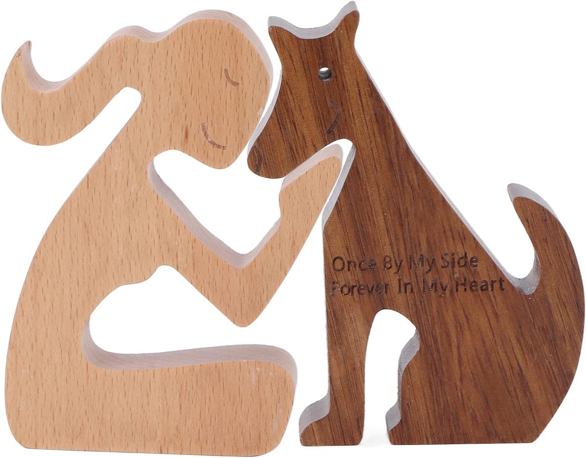 SnelShoppen - Houten Hond Snij Ornamenten, Handgemaakte Schattige Hond Snij Ornamenten Decoratieve Herinneringsgeschenken met Puppy en Vrouwen Vorm On