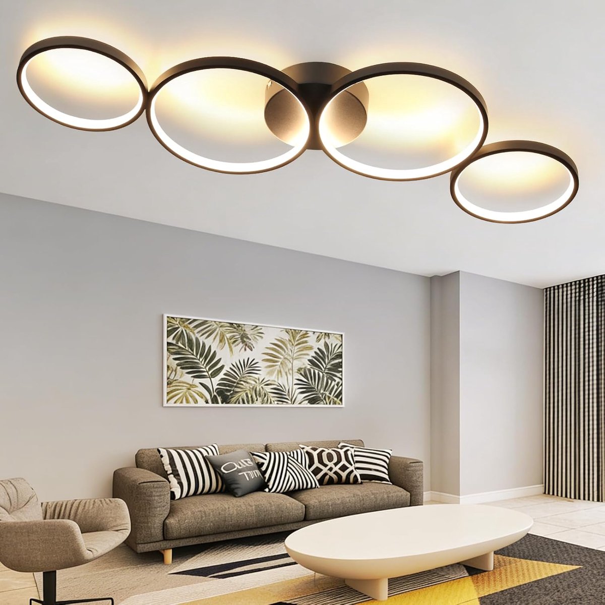GBLY Modern LED Ceiling Light, 4 Bulbs, Ring Look, 3000 K, Warm White, Round - ShopVlot