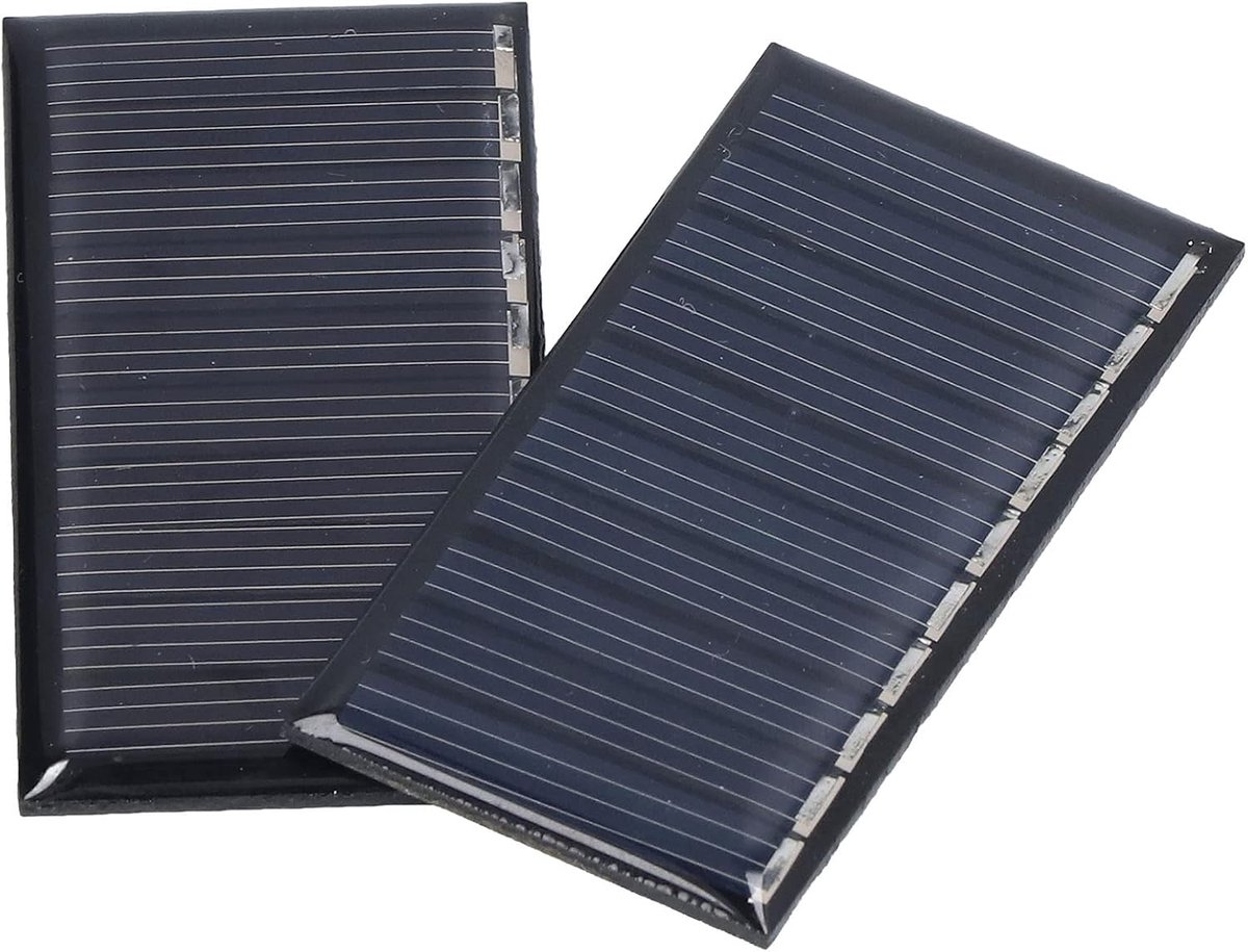 SnelShoppen - 2 Stuks 5V 50mA Mini Zonnepanelen, Weerbestendige Polykristallijne Zonnecellen 60 x 30 mm voor DIY Zonnecelprojecten en Tuinverlichting