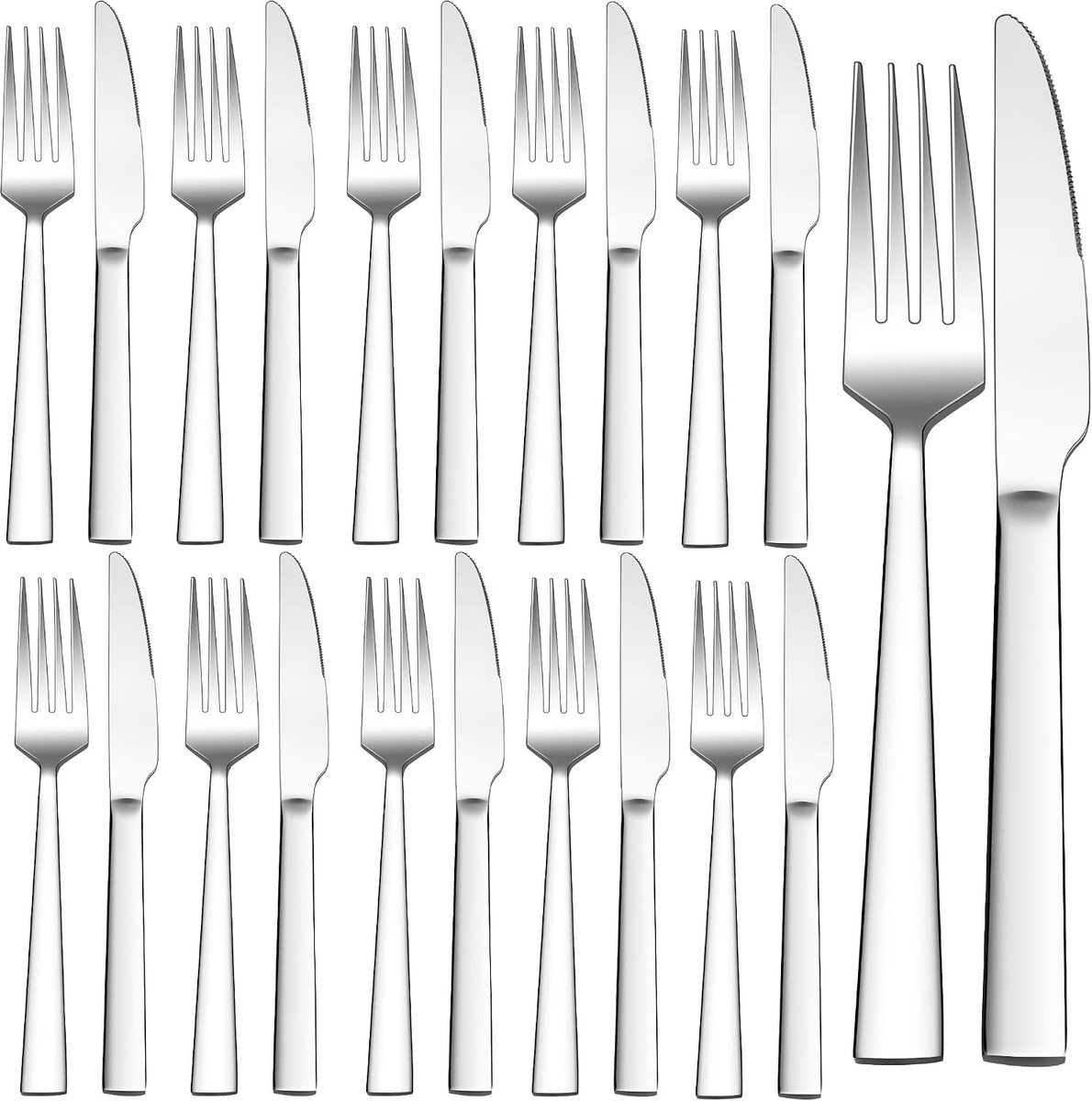 SnelShoppen - 24-Delige Steak Bestekset voor 12 Personen, RVS Tafelmessen en Vorken, Elegante Handgreep, Geschikt voor Steak en Pizza, Vaatwasserbeste