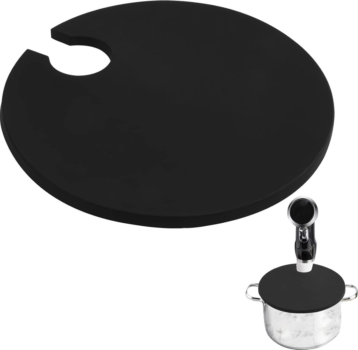 SnelShoppen - Sous vide deksel voor sous vide apparaat, voorkomt waterverdamping, past op potten tot 26.7 cm, silicone, zwart, perfect voor de keuken