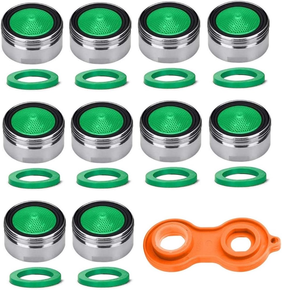 SnelShoppen - 10x M24 Waterkraan Jet Regulator, Waterfilter Inzet, Mengmondstuk met ABS Filter, Inclusief 1 Sleutel, Geschikt voor M20, M22, M24, M28