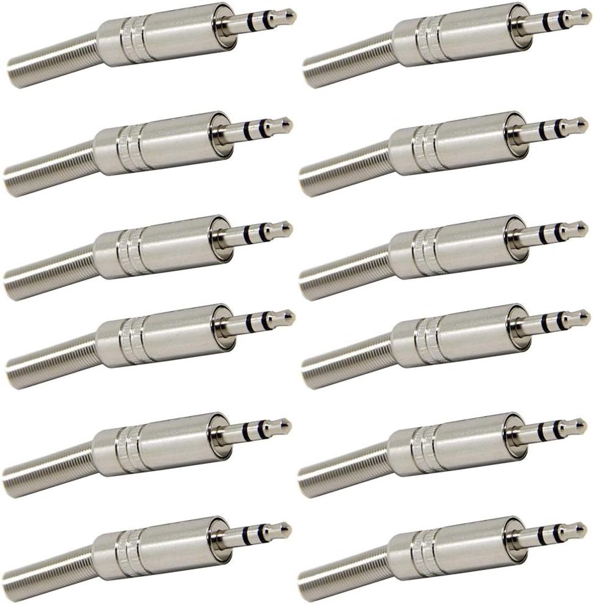 SnelShoppen - 12 Stuks TRS Male Plug Vervangende 3 Polige 3.5mm Audioplug voor Hoofdtelefoon, Solderen, Metaal, Stereo Connector, Reparatie, Adapter