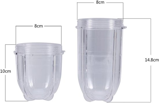 SnelShoppen - Juicer voor juicer, kunststof, hoge of korte kop, transparant, vervangende onderdelen, accessoires, bekers en glazen voor smoothies, fru van Snelshoppen — afbeelding 2