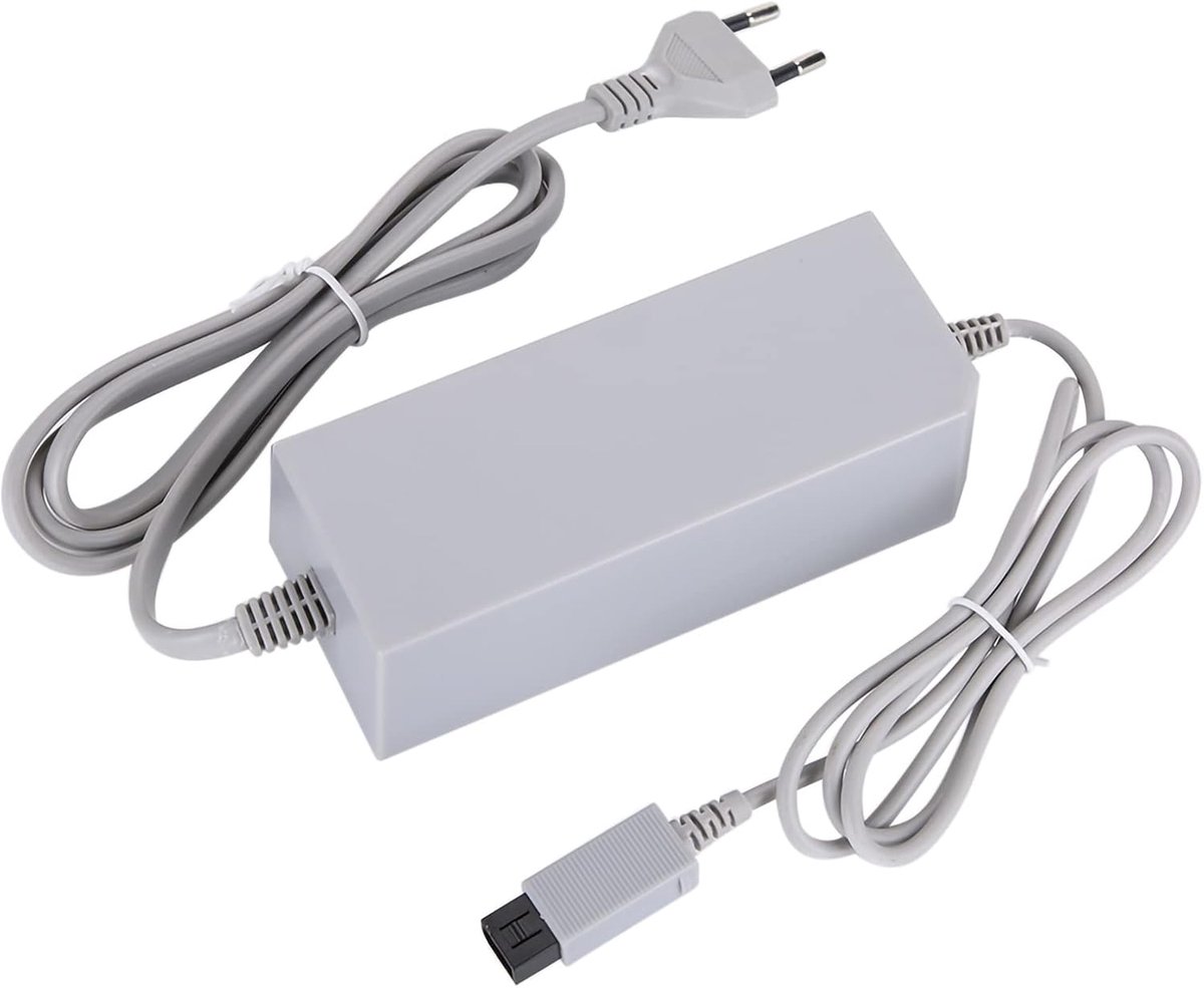 SnelShoppen - Nieuwe Voedingsadapter Kabel voor Wii 110-240V AC Vervangingsadapter voor Wandspel, Compacte Maat, Lichtgrijs, EU Stekker