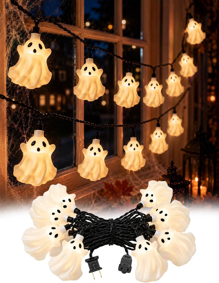 Halloween decoratie - Halloween verlichting buiten - Halloween Lichtketting - Spookjes Lichtjes - LED Lichtketting - Spook Verlichting - Decoratieve Lichtjes