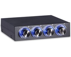 SnelShoppen - PC Ventilator Controller, DC 12V, 4 Kanaals Computer Ventilator Snelheid en Temperatuur Regelaar met Blauwe LED Lamp, Floppy Drive CPU V