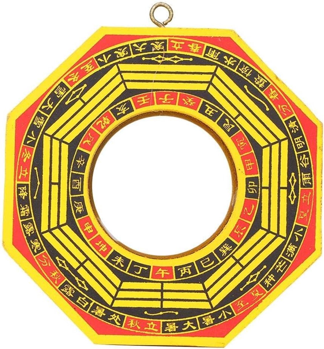 SnelShoppen - Chinese Feng Shui Spiegel Bagua Spiegel Taoïstisch Houten Spiegel Convex 4" Geluks Bagua Spiegel voor Bescherming en Positieve Energie