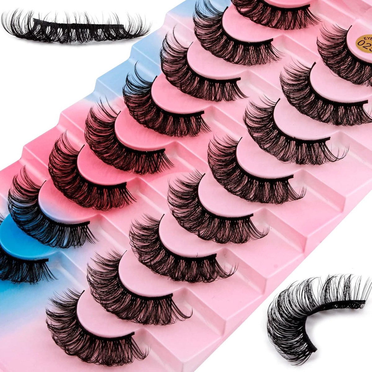 SnelShoppen - Valse Wimpers, 8 Paar, 3D Kunstwimpers, Herbruikbare Natuurlijke Wimpers, Fluffy en Krullend Effect voor Feest en Dagelijks Gebruik