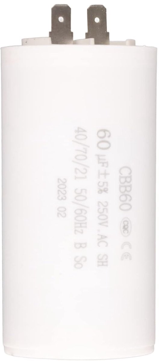 SnelShoppen - CBB60 Capacitor 250V 60uF voor Motoren en Waterpompen - Hoge Kwaliteit, Betrouwbare Isolatie en Veiligheid - Geschikt voor 50/60Hz
