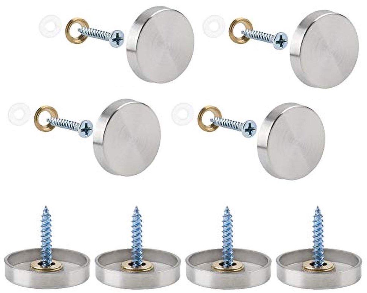 SnelShoppen - 20 Sets RVS Spiegel Schroeven met Decoratieve Caps 25 mm, Roestvrij Staal, Eenvoudige Installatie voor Modern Interieur