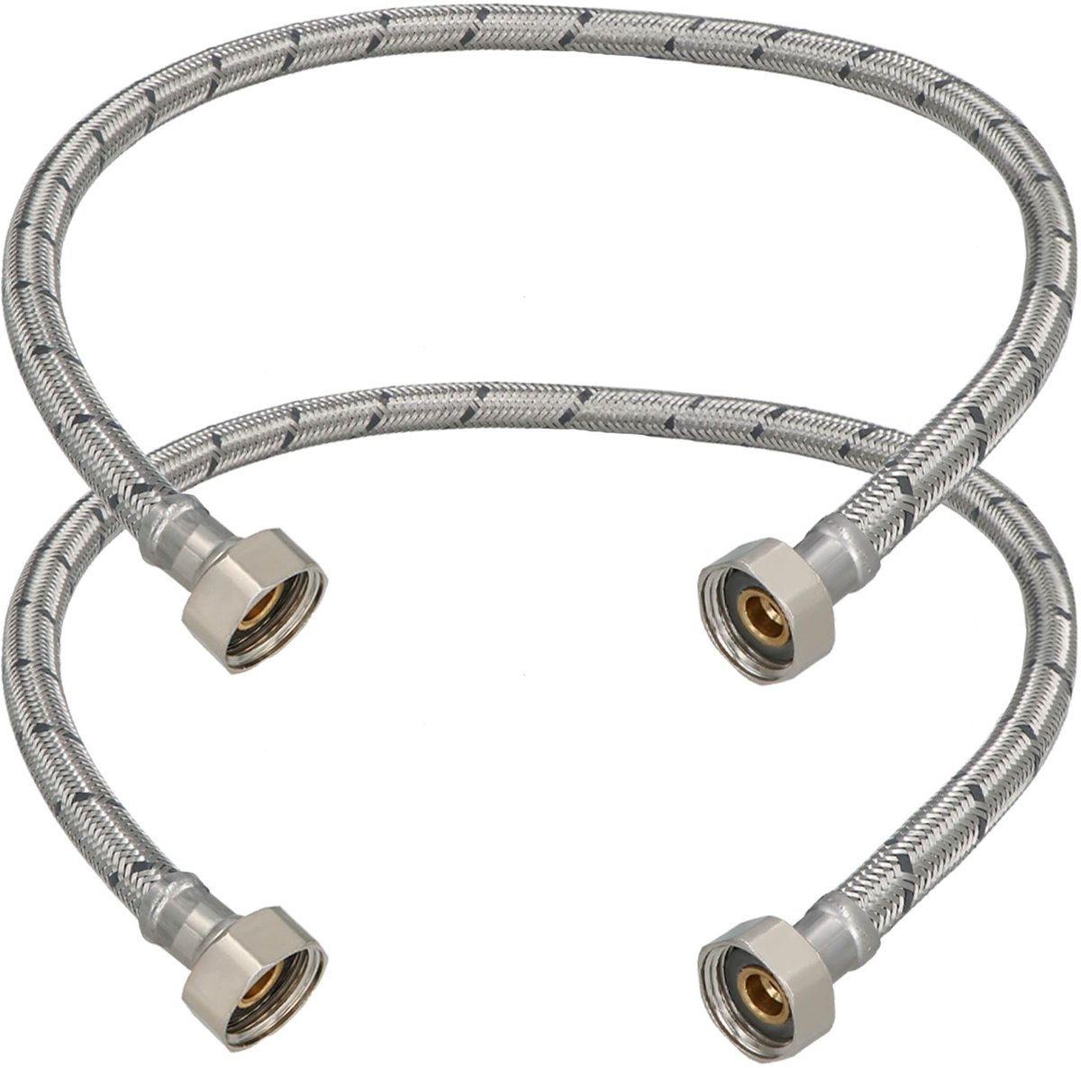 KOTARBAU® 2 Stuks - Flexibele Aansluitslang 1/2" x 1/2" - Flexibele Kraanslang 60 cm - Sanitaire Aansluitslang - Flexibele Verbindingsslang - Aansluitslang Armatuur - met Roestvrijstalen Vlechtwerk