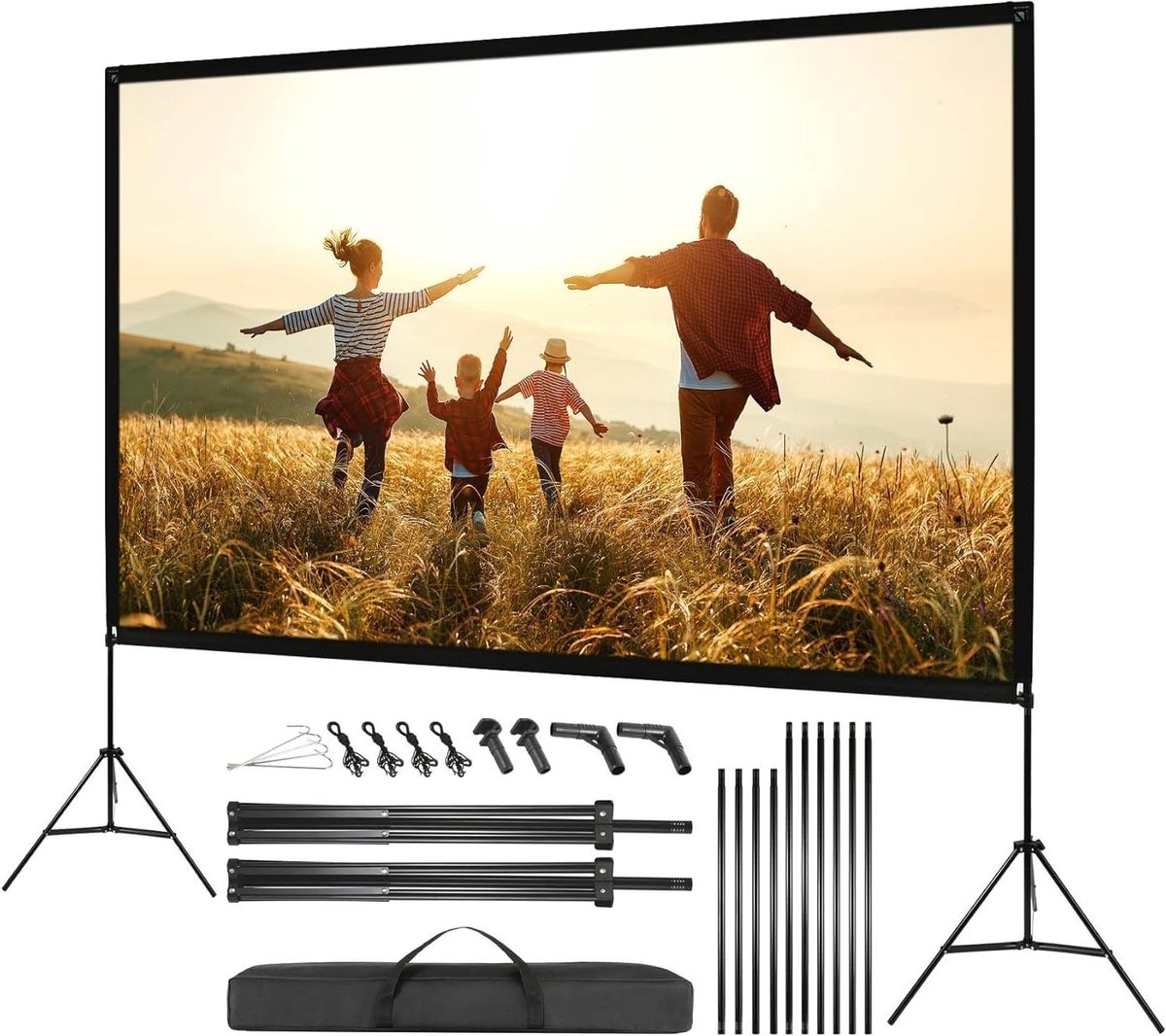 Projectiescherm met statief - Beamer doek - Thuisbioscoop creëren - Snelle montage - 100 inch - Wit