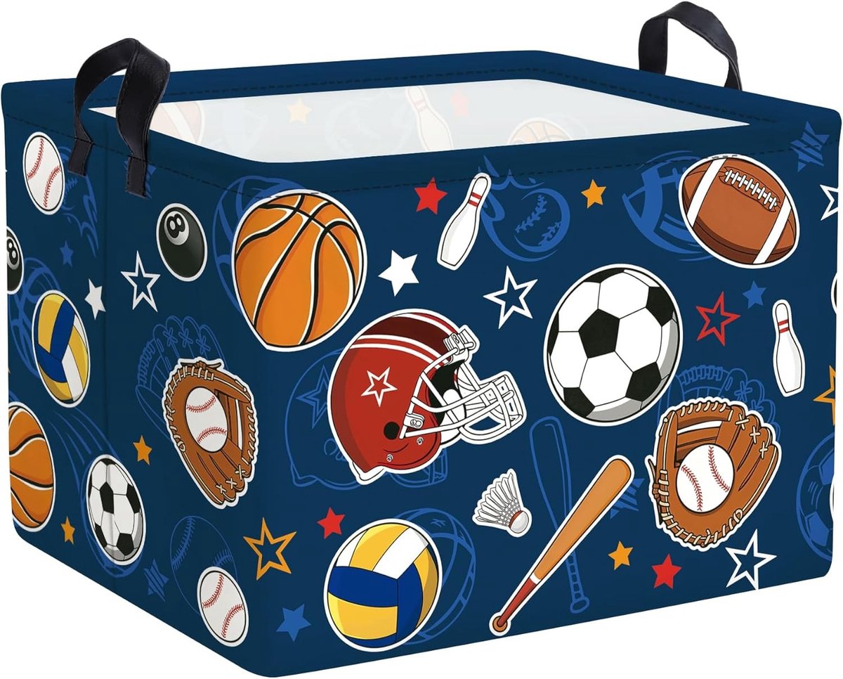 Sportieve Wasmand voor Ballen en Boeken - Opbergbox voor Speelgoed en Kleding, 40x30x30cm