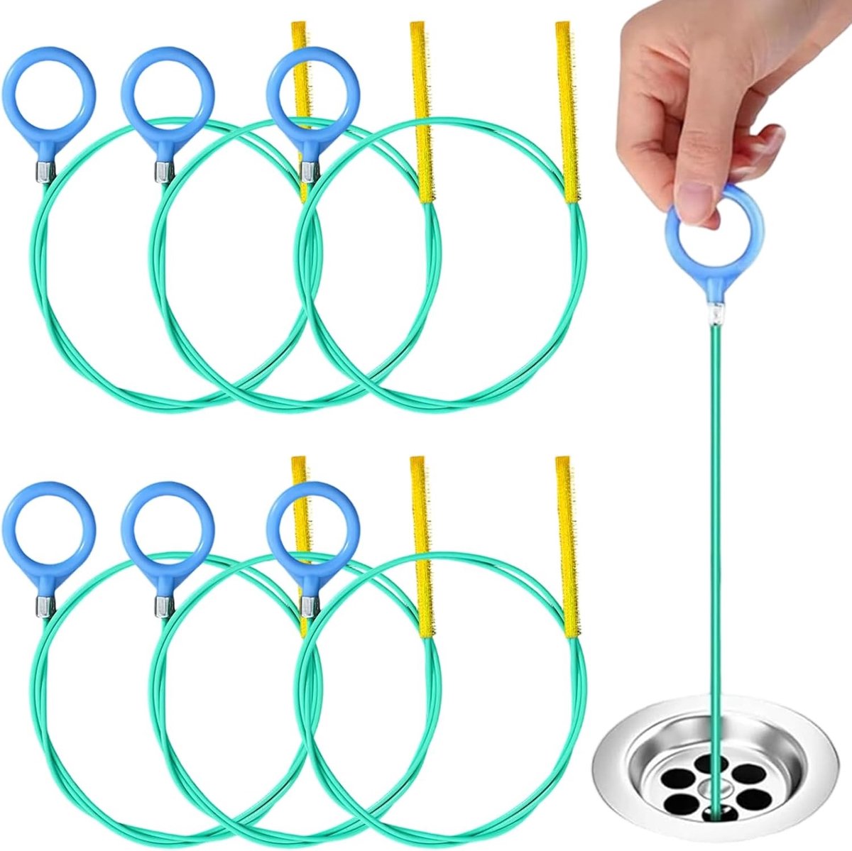 Afvoerreiniger - Groen - 90 cm - Stalen Buisreinigingsspiraal met Nylon Coating - Voor Huishoudelijk Gebruik