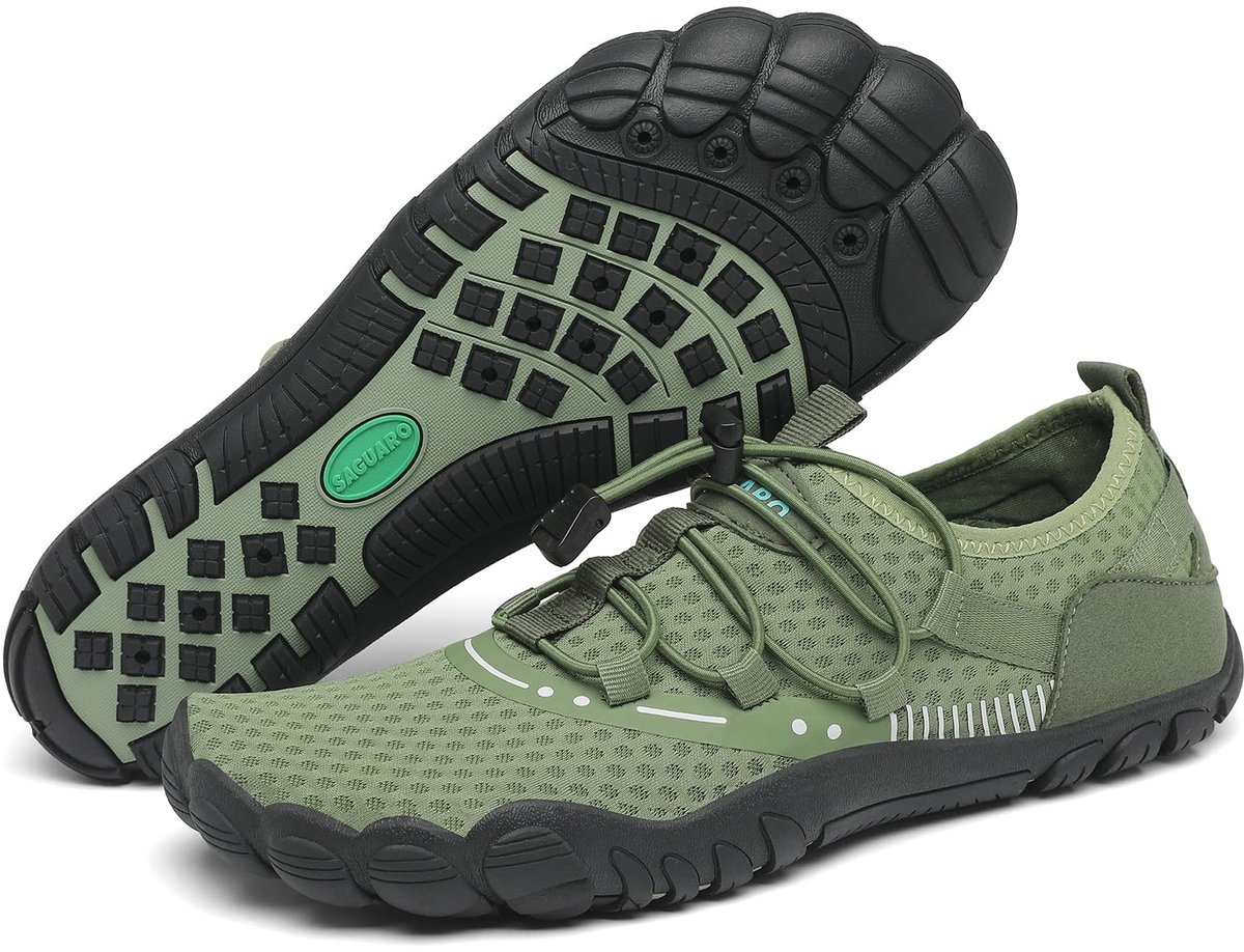 SnelShoppen - SAGUARO Waterschoenen Dames en Heren, Sneldrogend, Barefoot Strandschoenen, Maat 36-48, Asperges Groen, Ideaal voor Strand, Zwemmen en W