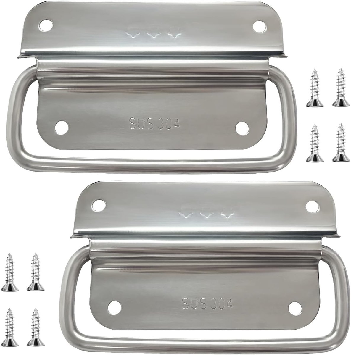 2 Pcs Collapsible Handles with Screw, Stainless Steel Folding Handle, Suspension Box Handle, for Tool Box or Storage - ShopVlot