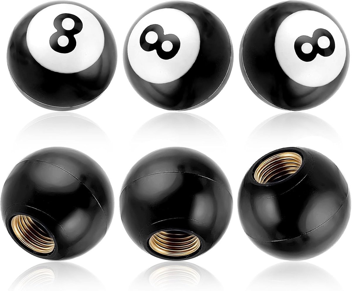 6 Stuks Billiard Ball Ventieldoppen Universele Ventilatiehandgreep Covers Levenslange Bescherming voor Auto's, SUV's en Vrachtwagens met Koper Kern