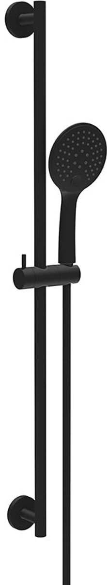 Wiesbaden Unimatch glijstangset compleet met handdouche 3 standen diameter 12 cm mat zwart