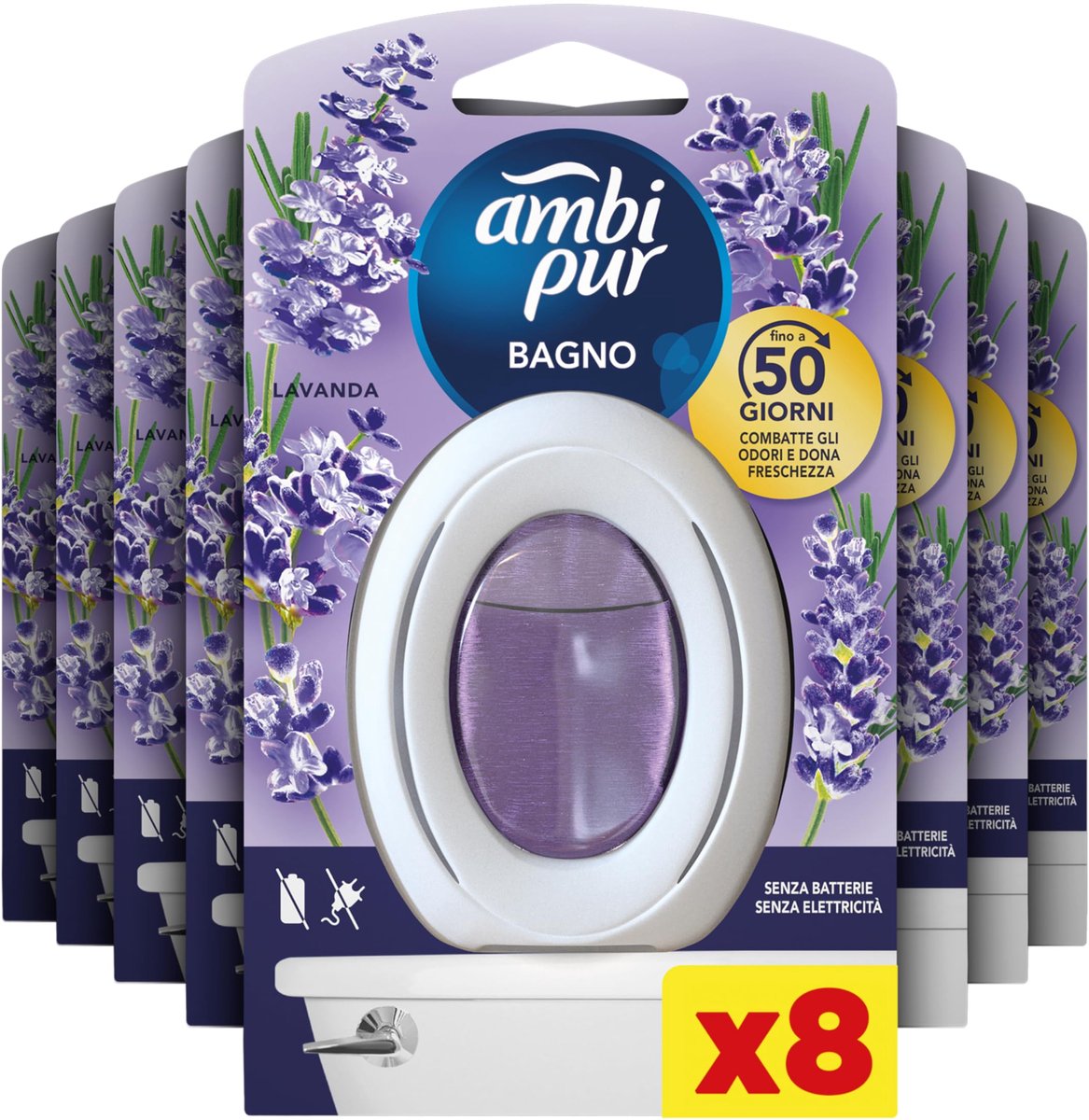 SnelShoppen - Ambi Pur Geurbad Lavendel, 8 Stuks Geurzakjes voor Huis, Auto, Keuken en Badkamer, Langdurige Geur, Ontspanning en Frisheid