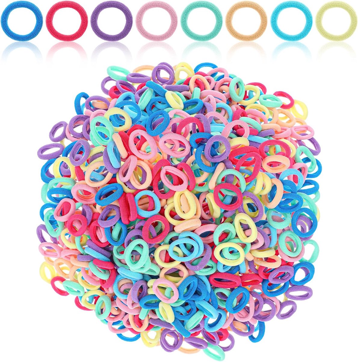 Haarbandjes 500 stuks - Kleurige 2 cm haarelastieken - Zacht en elastisch - Perfect voor creatieve kapsels - ShopVlot