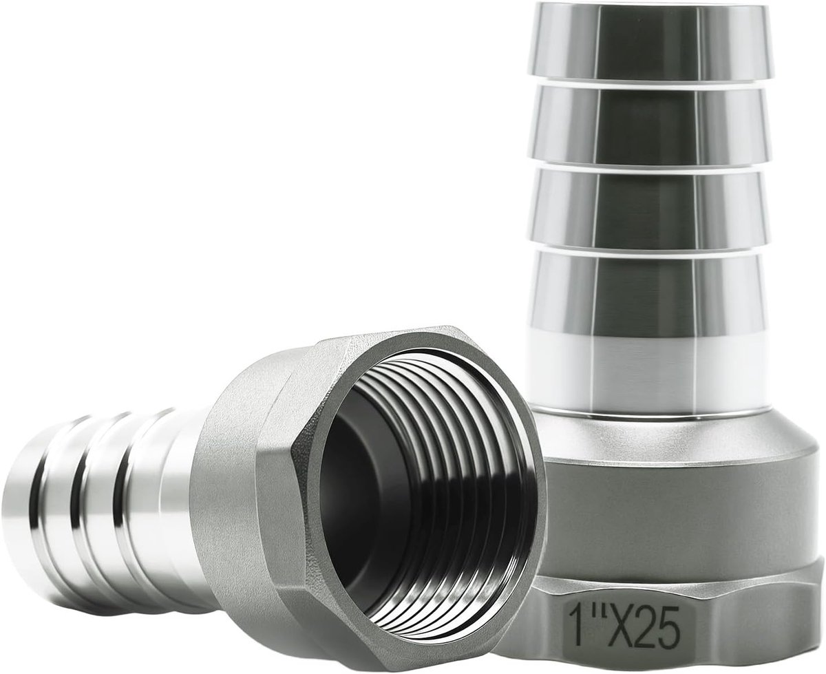 SnelShoppen - 2 Stuks RVS Tuinslang Aansluitingen 25mm met Slangenklemmen voor Tuin, Kraan, Water